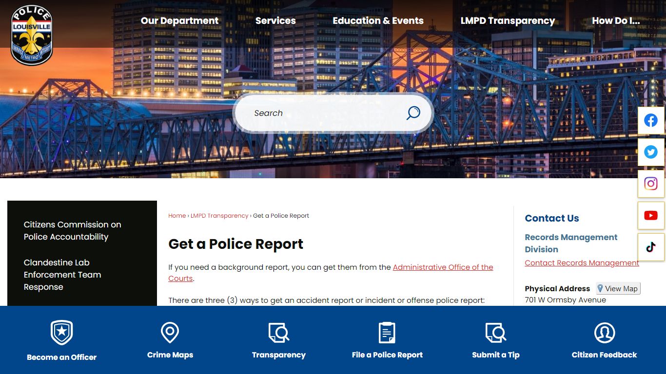Get a Police Report | Louisville Metro PD, KY