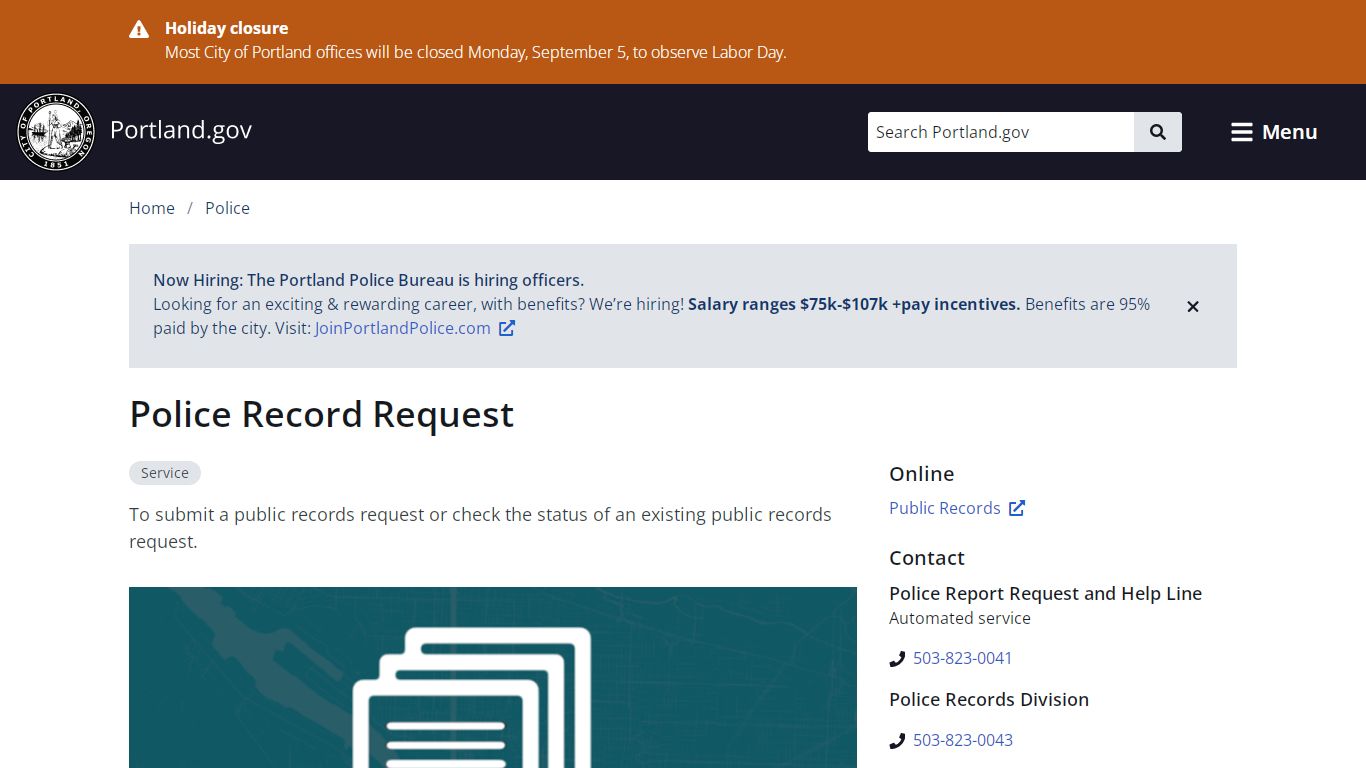 Police Record Request | Portland.gov